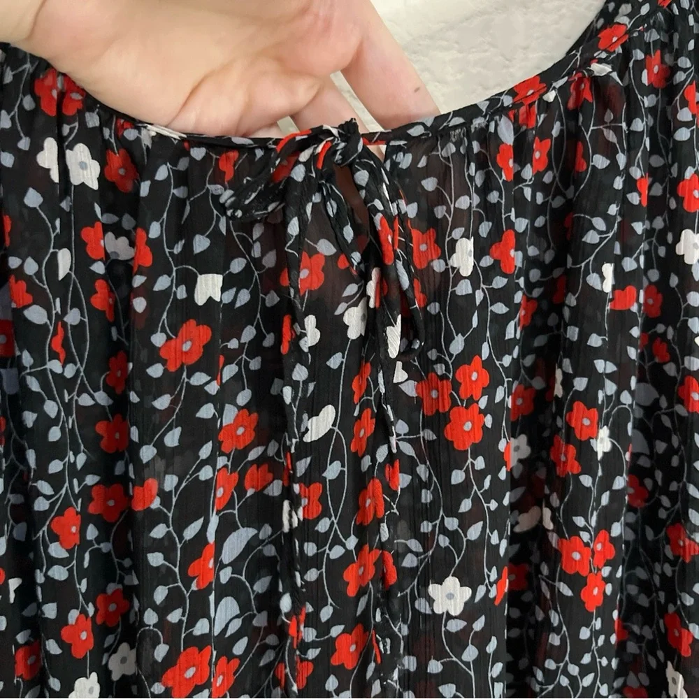 Pure Energy Navy Blouse Red White Blue Floral Shirt Flowy Top Target Plus Sz 1X - Picture 5 of 11